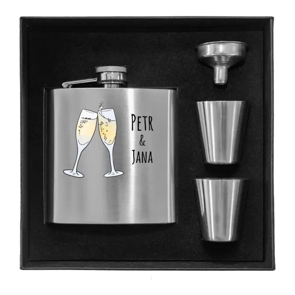 Ploskačka v krabičke Poháre s menami