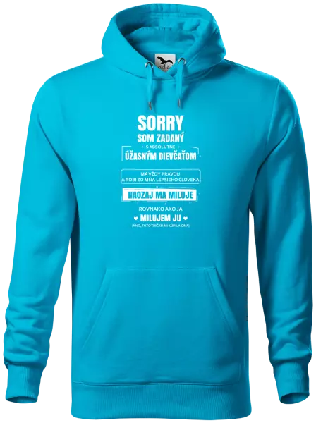 Pánska mikina Sorry, som zadaný