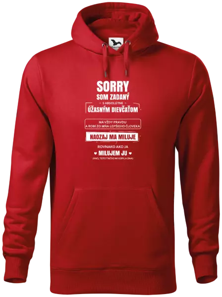 Pánska mikina Sorry, som zadaný
