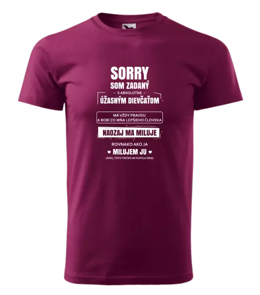 Pánske tričko Sorry, som zadaný