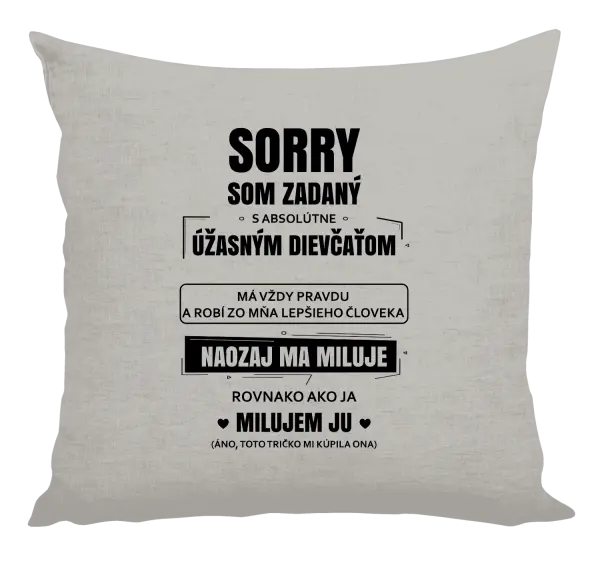 Vankúš Sorry, som zadaný