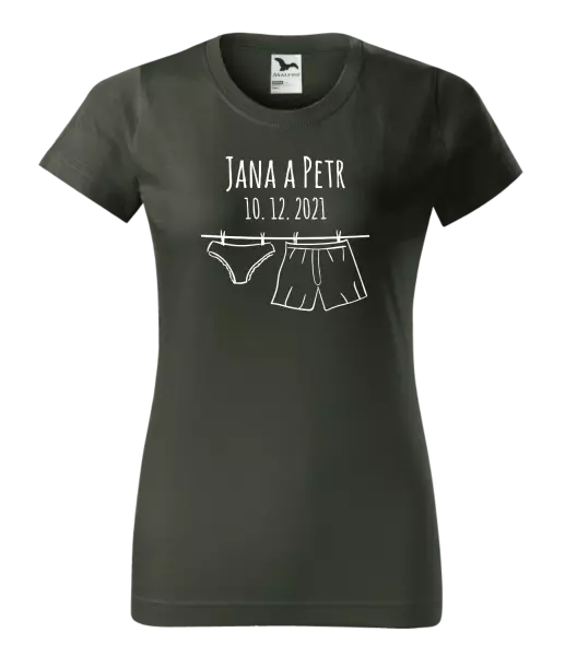Dámske tričko Spodná bielizeň s menami