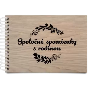 Drevený album s krúžkovou väzbou Spoločné spomienky, čierne lístočky