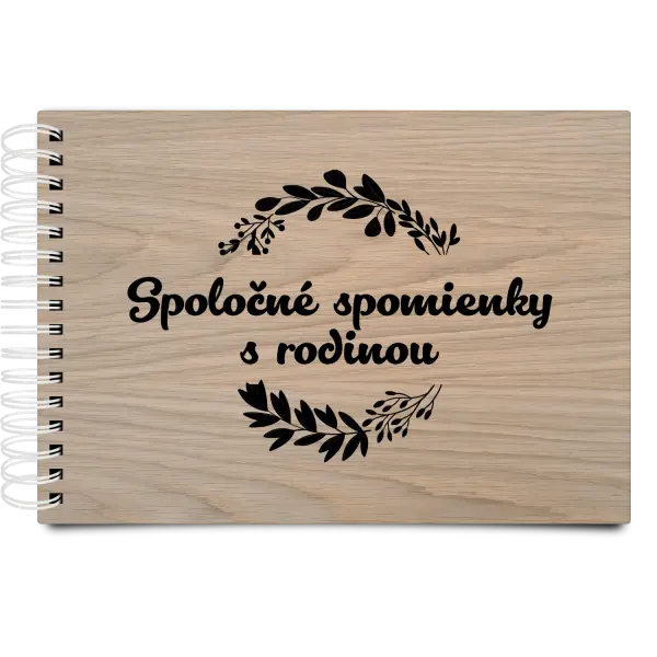 Drevený album s krúžkovou väzbou Spoločné spomienky, čierne lístočky