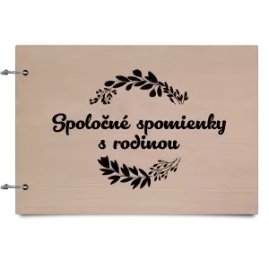 Drevený album so sponami Spoločné spomienky, čierne lístočky