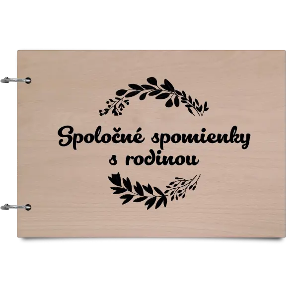 Drevený album so sponami Spoločné spomienky, čierne lístočky