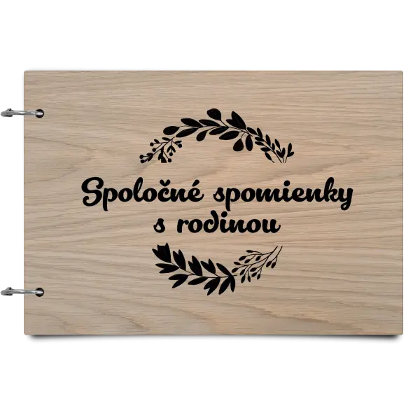 Drevený album so sponami Spoločné spomienky, čierne lístočky