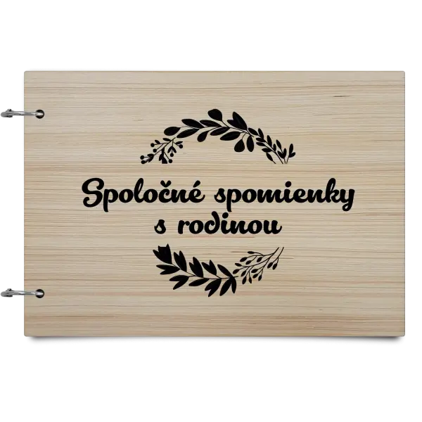 Drevený album so sponami Spoločné spomienky, čierne lístočky