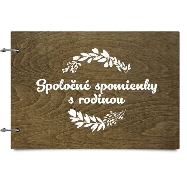 Drevený album so sponami Spoločné spomienky, čierne lístočky