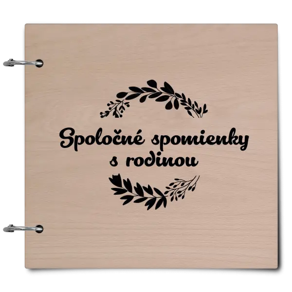 Drevený album so sponami Spoločné spomienky, čierne lístočky