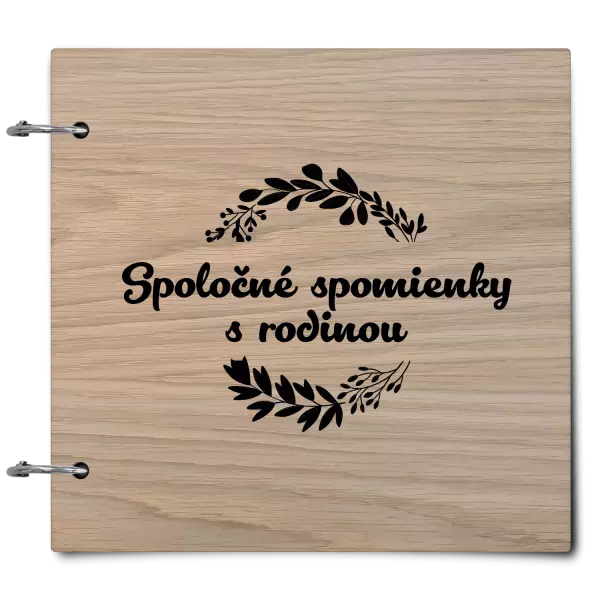 Drevený album so sponami Spoločné spomienky, čierne lístočky