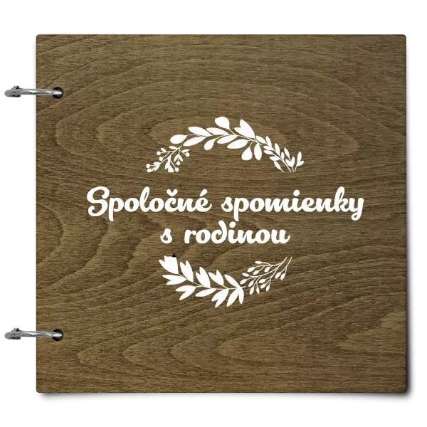 Drevený album so sponami Spoločné spomienky, čierne lístočky