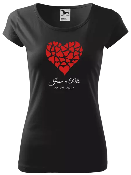 Dámske tričko Srdce s menami