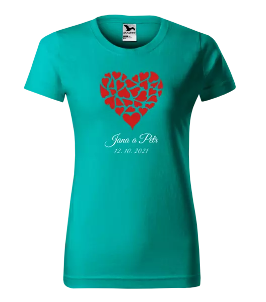 Dámske tričko Srdce s menami