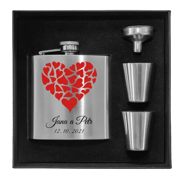 Ploskačka v krabičke Srdce s menami