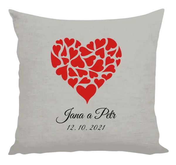 Vankúš Srdce s menami