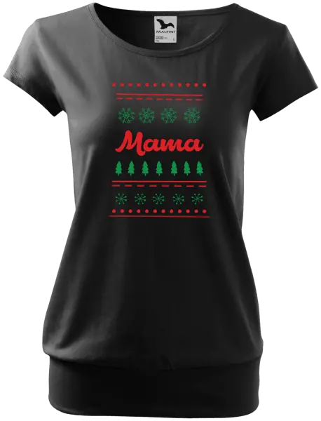 Dámske vianočné tričko Stromčeky a vločky - mama