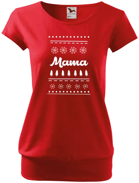 Dámske vianočné tričko Stromčeky a vločky - mama