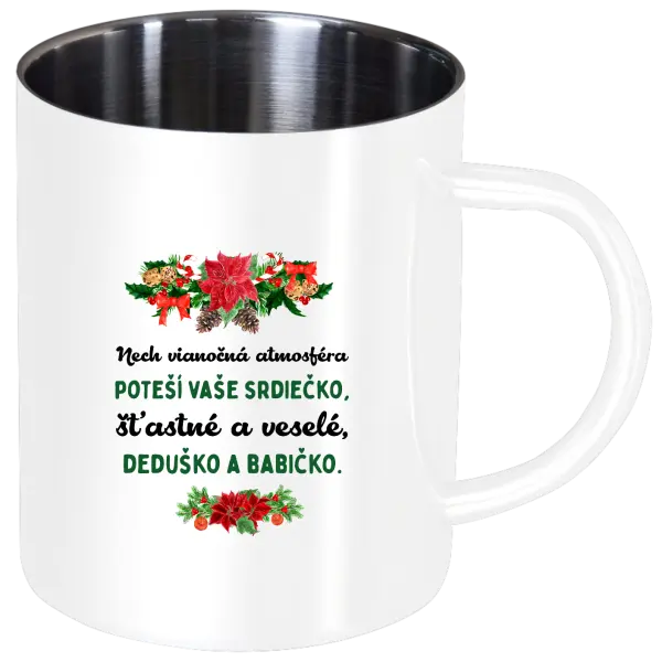 Nerezový hrnček Šťastné a veselé