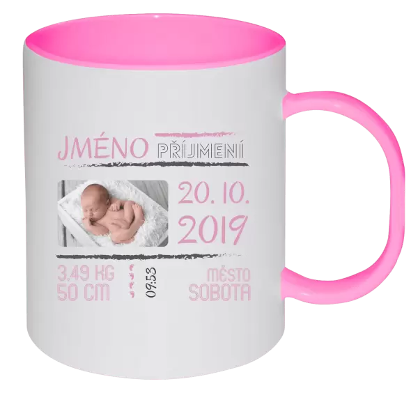 Plastový hrnek Narození miminka 01
