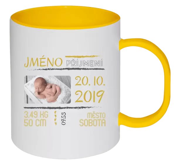 Plastový hrnek Narození miminka 01