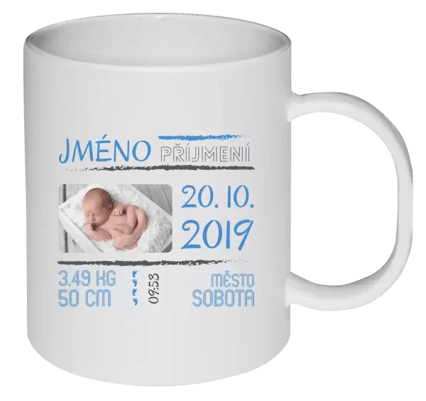 Plastový hrnek Narození miminka 01