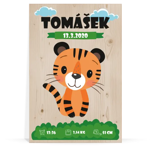 Drevený obraz Tigrík