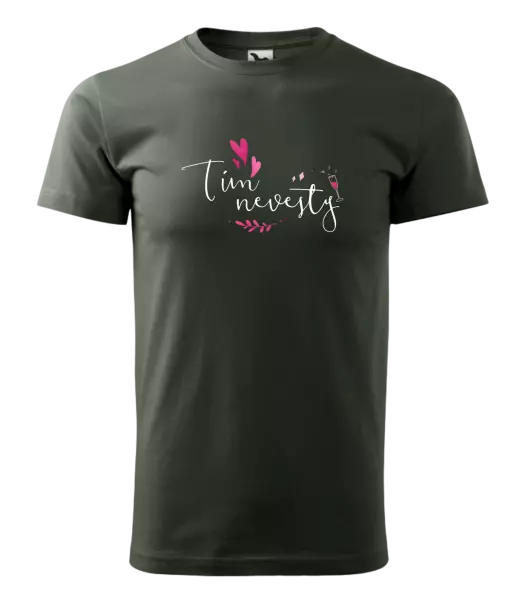 Pánske tričko Tím nevesty - srdiečka a lístočky