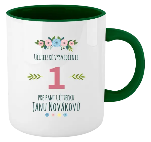 Hrnček  Učiteľské vysvedčenie pre pani učiteľku