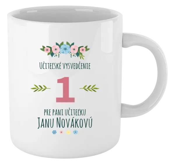 Hrnček Učiteľské vysvedčenie pre pani učiteľku