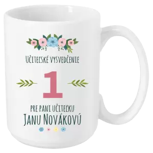 Hrnček Učiteľské vysvedčenie pre pani učiteľku