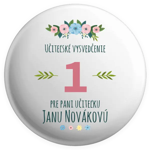 Placka Učiteľské vysvedčenie pre pani učiteľku