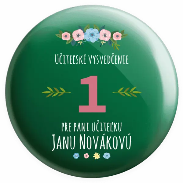 Placka Učiteľské vysvedčenie pre pani učiteľku