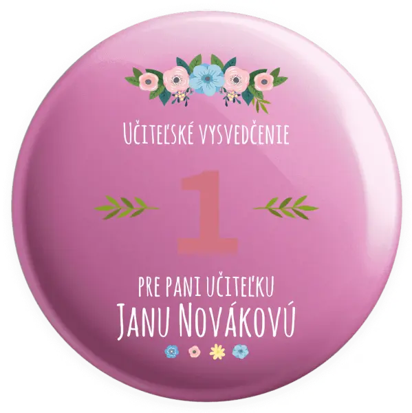 Placka Učiteľské vysvedčenie pre pani učiteľku