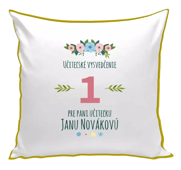 Vankúš Učiteľské vysvedčenie pre pani učiteľku