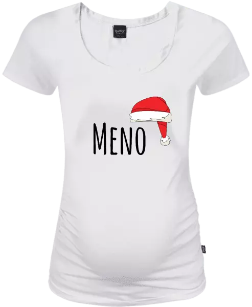 Vianočné tehotenské tričko Vianočná čiapka - meno