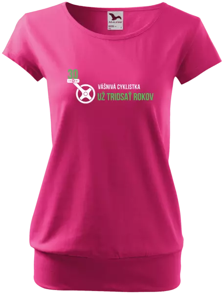 Dámske tričko Vášnivá cyklistka už x rokov