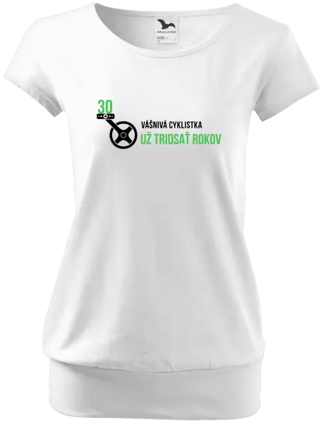 Dámske tričko Vášnivá cyklistka už x rokov