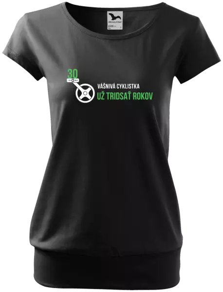 Dámske tričko Vášnivá cyklistka už x rokov