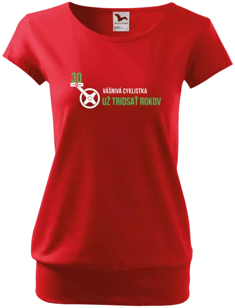 Dámske tričko Vášnivá cyklistka už x rokov