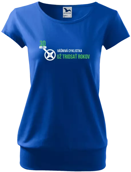 Dámske tričko Vášnivá cyklistka už x rokov
