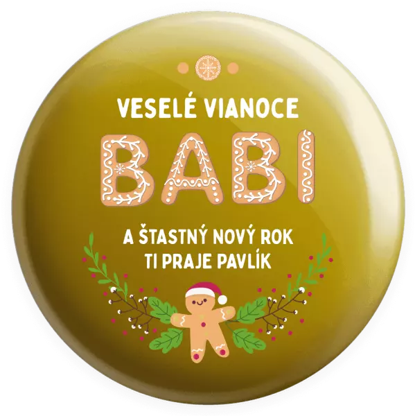 Placka Veselé Vianoce babi, perníček