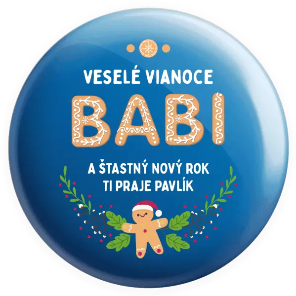 Placka Veselé Vianoce babi, perníček