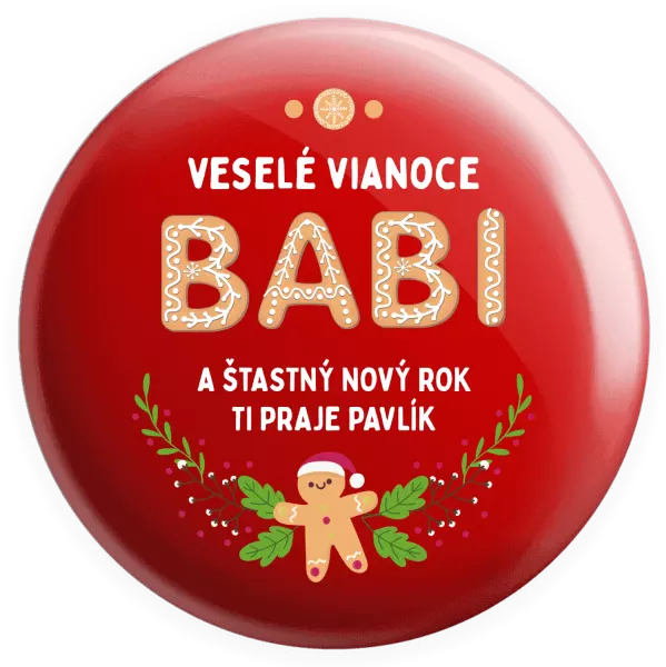 Placka Veselé Vianoce babi, perníček