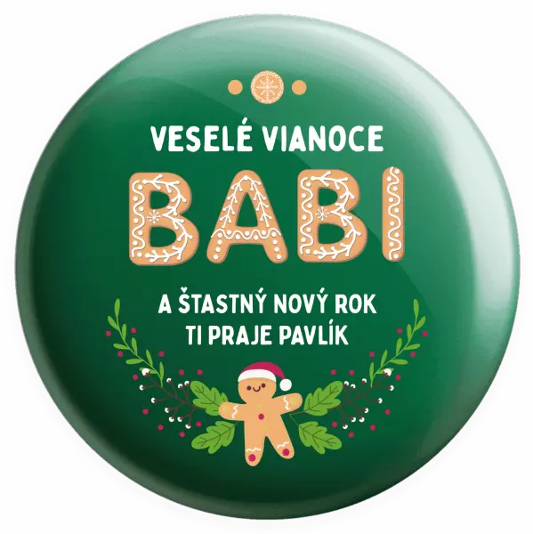 Placka Veselé Vianoce babi, perníček