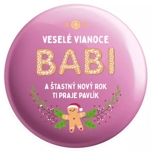 Placka Veselé Vianoce babi, perníček