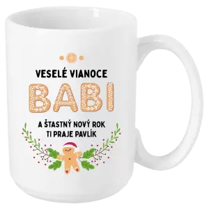 Vianočný hrnček Veselé Vianoce babi, perníček