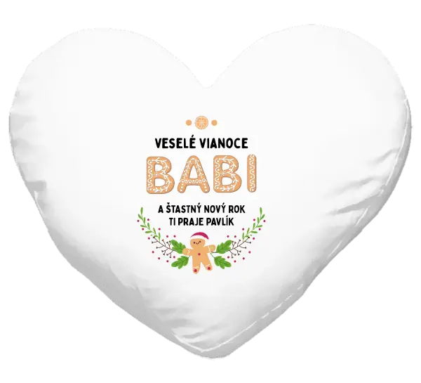 Vianočný vankúš Veselé Vianoce babi, perníček