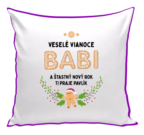Vianočný vankúš Veselé Vianoce babi, perníček