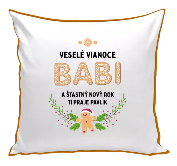 Vianočný vankúš Veselé Vianoce babi, perníček